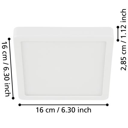 Eglo - LED badkamerplafondlamp LED/11W/230V IP44 wit 16x16 cm