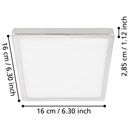 Eglo - LED plafondlamp voor badkamer LED/11W/230V IP44 glanzend chroom 16x16 cm
