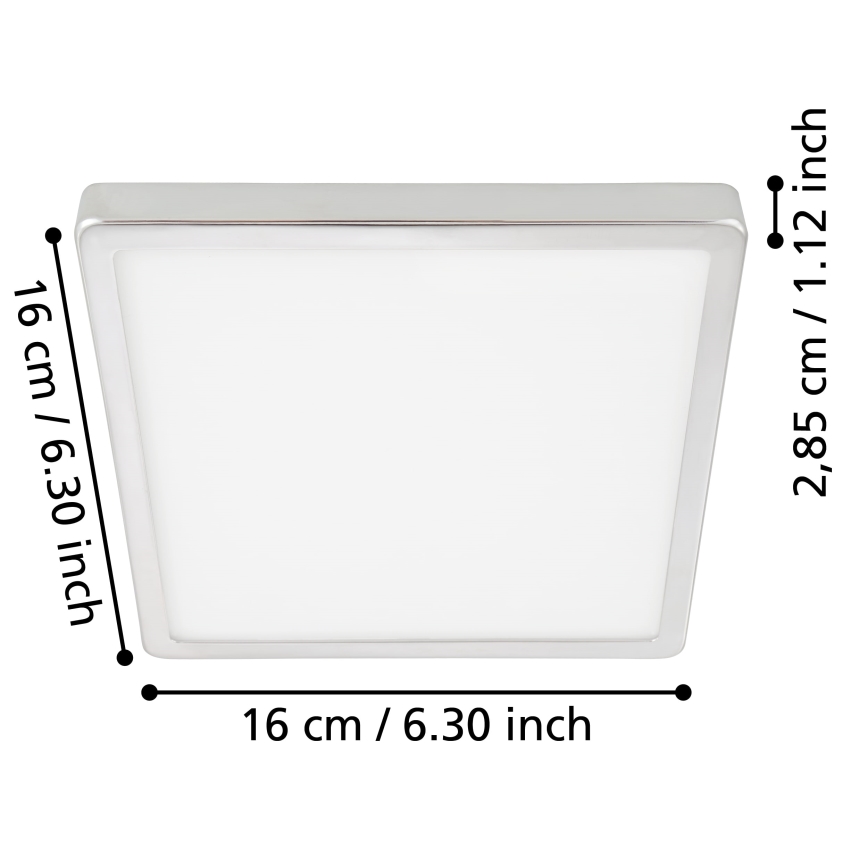 Eglo - LED plafondlamp voor badkamer LED/11W/230V IP44 glanzend chroom 16x16 cm