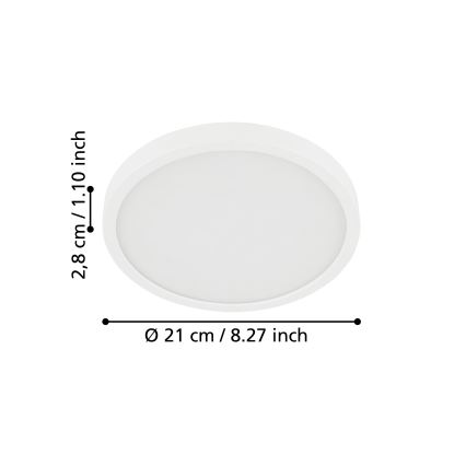 Eglo - LED badkamerplafondlamp LED/17W/230V wit IP44 Ø 21 cm
