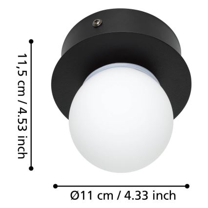 Eglo - LED Badkamer plafondlamp LED/3,3W/230V IP44 zwart