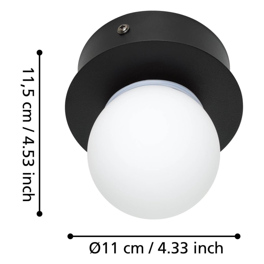 Eglo - LED Badkamer plafondlamp LED/3,3W/230V IP44 zwart