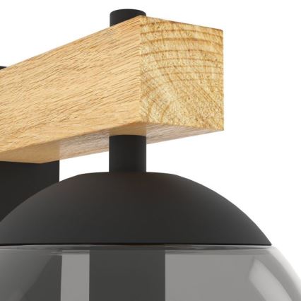 Eglo - Wandlamp voor buiten 1xE27/40W/230V zwart/hout IP44