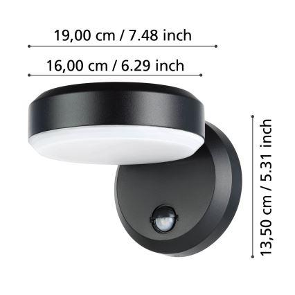 Eglo - LED Wandlamp voor buiten met sensor LED/10,8/230V IP44