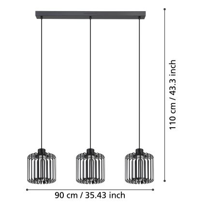 Eglo - LED RGBW Dimbare hanglamp aan een koord 3xLED/3,7W/230V 2700-6500K