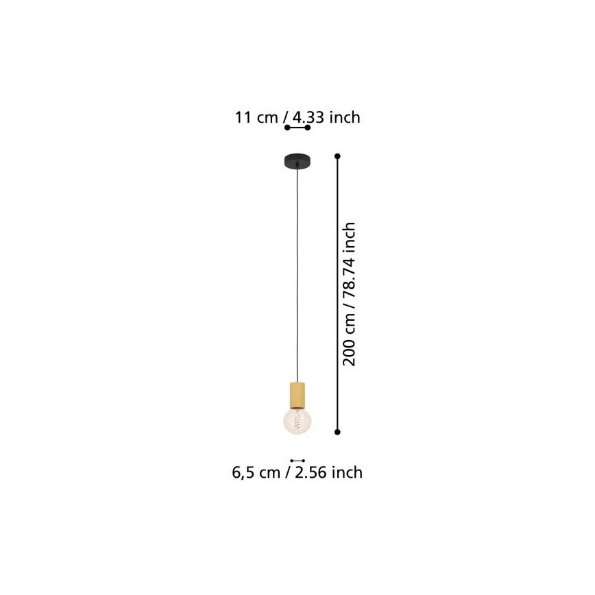 Eglo - Hanglamp aan een koord 1xE27/40W/230V bruin