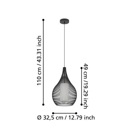 Eglo - Hanglamp aan een koord 1xE27/40W/230V wit