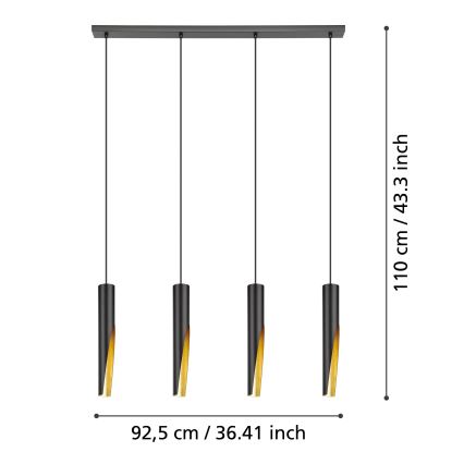 Eglo - LED Hanglamp aan een koord 4xGU10/4,5W/230V zwart/goud