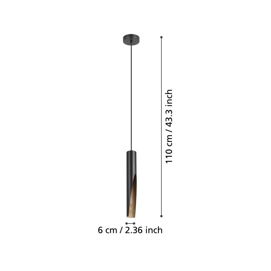 Eglo - LED Hanglamp aan een koord 1xGU10/4,5W/230V zwart/bruin