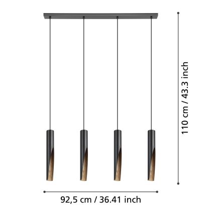 Eglo - LED Hanglamp aan een koord 4xGU10/4,5W/230V zwart/bruin