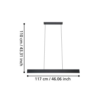 Eglo - LED RGBW Dimbare hanglamp aan een koord LED/38W/230V 2700-6500K zwart