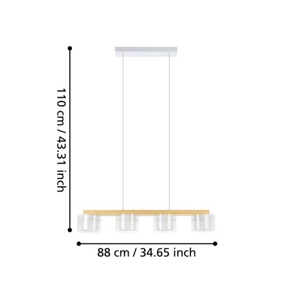 Eglo - LED RGBW Dimbare hanglamp aan een koord 4xLED/3,7W/230V 2700-6500K
