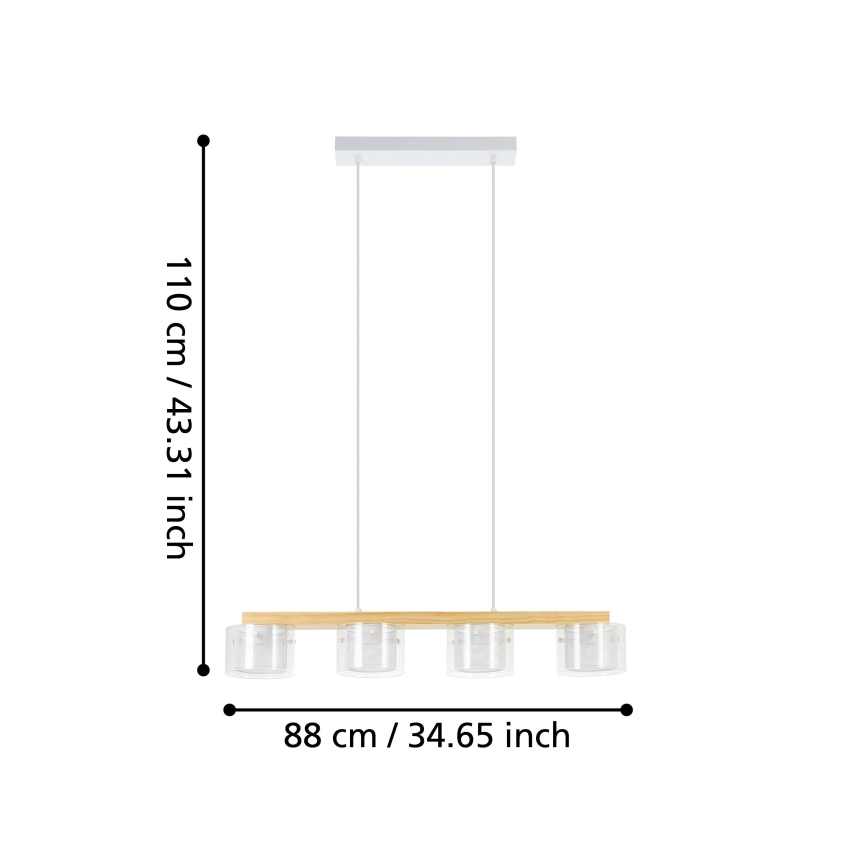 Eglo - LED RGBW Dimbare hanglamp aan een koord 4xLED/3,7W/230V 2700-6500K