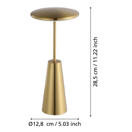 Eglo - LED Dimbaar aanraken buitenshuis lamp LED/2,8W/5V 2400K/3000K/4000K 5200 mAh IP54 goud