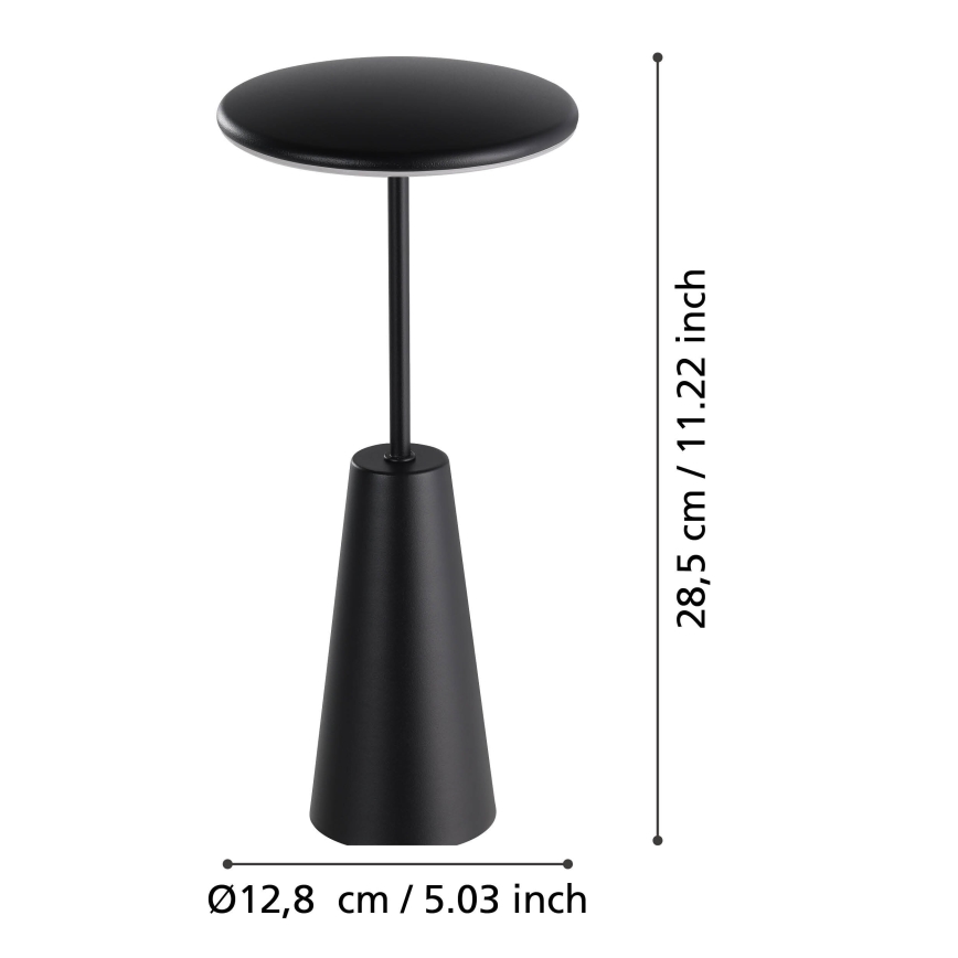 Eglo - LED Dimbaar aanraken buitenshuis lamp LED/2,8W/5V 2400K/3000K/4000K 5200 mAh IP54 zwart