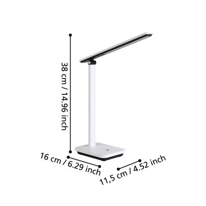 Eglo - LED Dimbare oplaadbare tafellamp LED/3,6W/5V 1800mAh wit