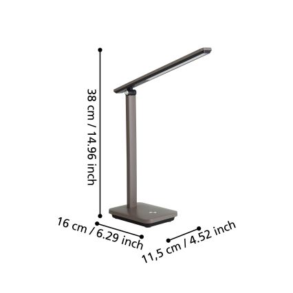 Eglo - LED Dimbare oplaadbare tafellamp LED/3,6W/5V 1800mAh bruin