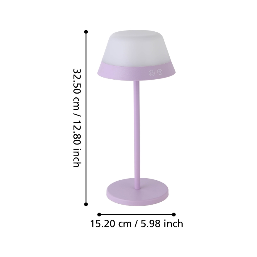 Eglo - LED RGBW Dimbaar aanraken buitenshuis lamp 2in1 LED/1,5W/5V 2600 mAh IP54 paars