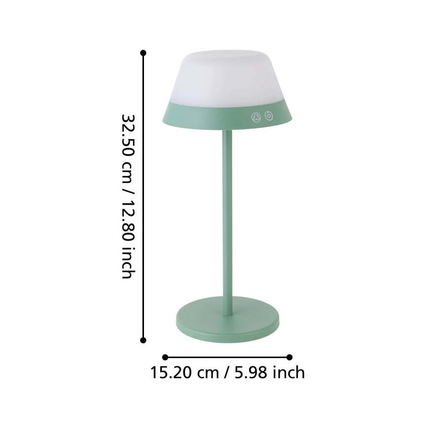 Eglo - LED RGBW Dimbaar aanraken buitenshuis lamp 2in1 LED/1,5W/5V 2600 mAh IP54 groen