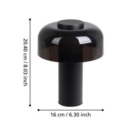 Eglo - LED Dimbaar aanraken buitenshuis lamp LED/2,25W/5V 2400-4000K 5200 mAh IP44 zwart