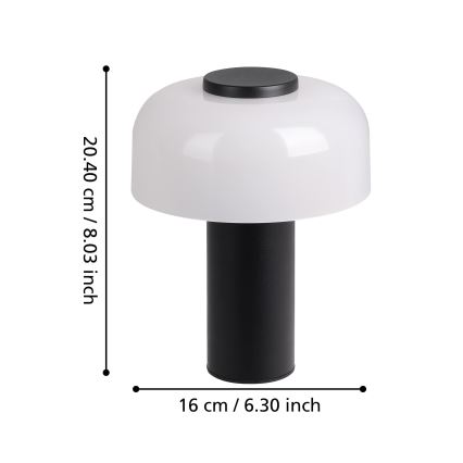 Eglo - LED Dimbaar aanraken buitenshuis lamp LED/2,25W/5V 2400-4000K 5200 mAh IP44 zwart/wit
