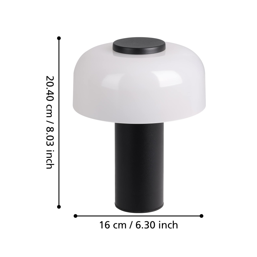 Eglo - LED Dimbaar aanraken buitenshuis lamp LED/2,25W/5V 2400-4000K 5200 mAh IP44 zwart/wit