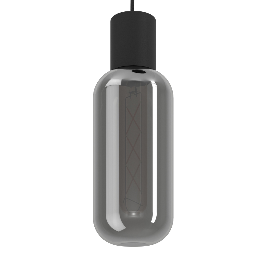 Eglo - Hanglamp met kabelophanging 6xE27/4W/230V zwart/rookglas