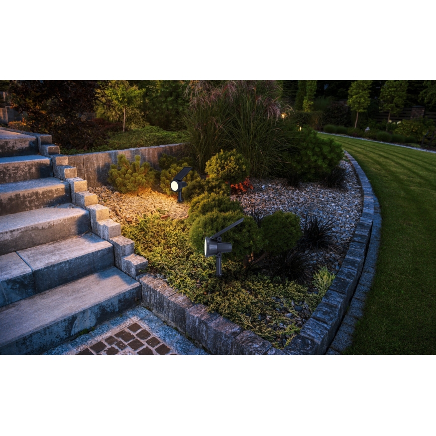 Eglo - Dimbare LED RGBW solarlamp, 3W/4,5V, IP44, zwart + afstandsbediening