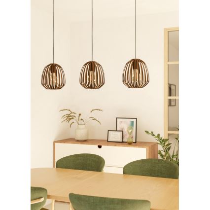 Eglo - Hanglamp met kabel 3xE27/40W/230V bronskleurig