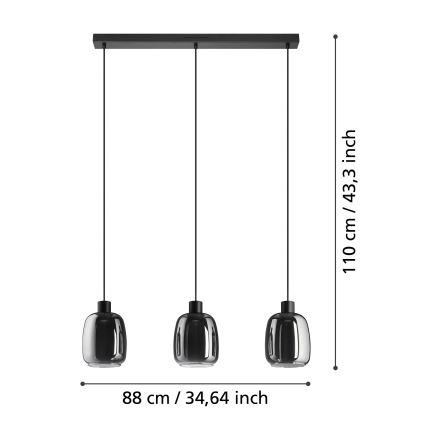 Eglo - LED RGBW Dimbare hanglamp aan een koord 3xLED/3,7W/230V 2700-6500K grijs