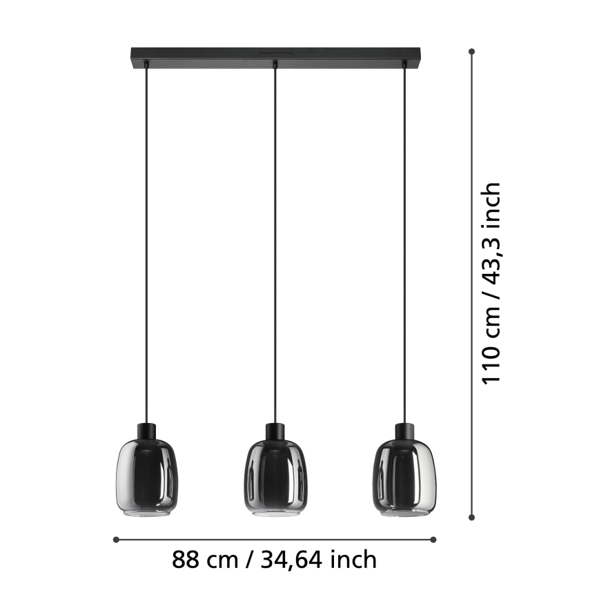 Eglo - LED RGBW Dimbare hanglamp aan een koord 3xLED/3,7W/230V 2700-6500K grijs