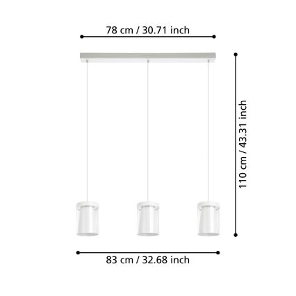 Eglo - LED RGBW Dimbare hanglamp aan een koord 3xLED/3,7W/230V 2700-6500K wit ZigBee