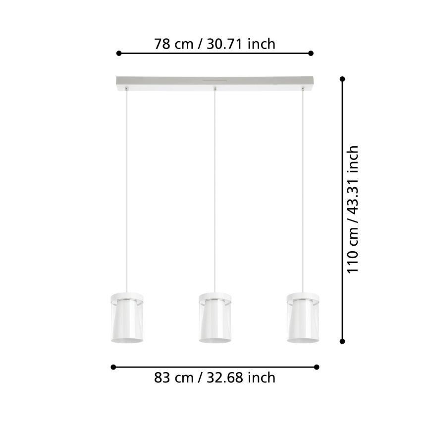 Eglo - LED RGBW Dimbare hanglamp aan een koord 3xLED/3,7W/230V 2700-6500K wit ZigBee
