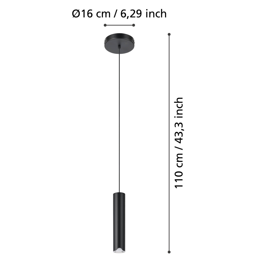 Eglo - LED RGBW Dimbare hanglamp aan een koord LED/3,7W/230V 2700-6500K zwart
