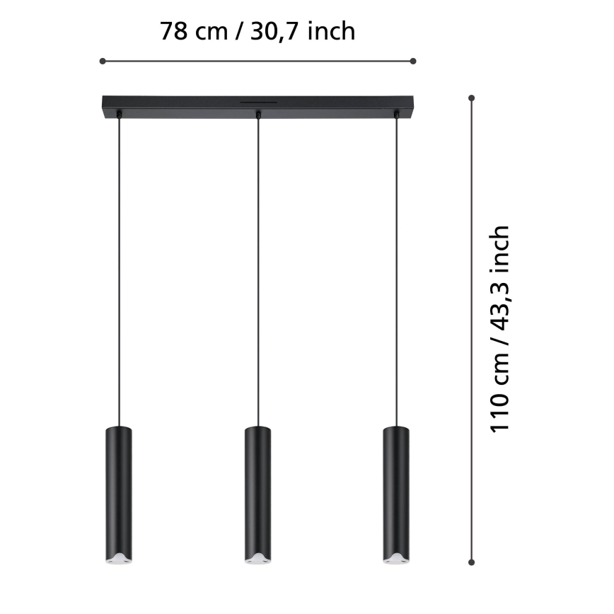 Eglo - LED RGBW Dimbare hanglamp aan een koord 3xLED/3,7W/230V 2700-6500K zwart