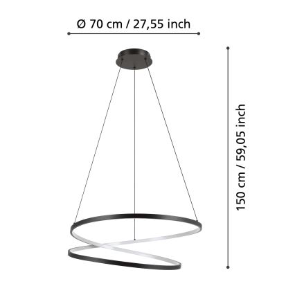 Eglo - LED Hanglamp aan een koord LED/42W/230V 3000K zwart