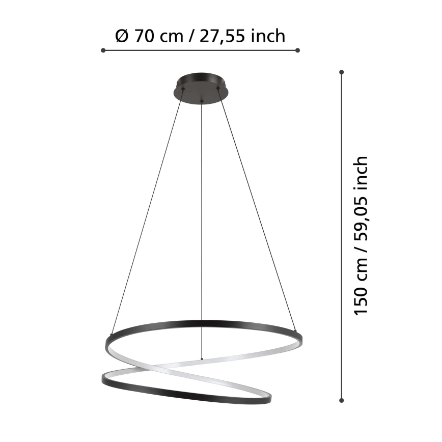 Eglo - LED Hanglamp aan een koord LED/42W/230V 3000K zwart