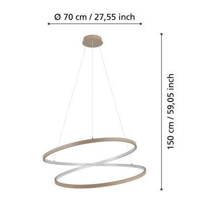 Eglo - LED Hanglamp aan een koord LED/42W/230V 3000K beige