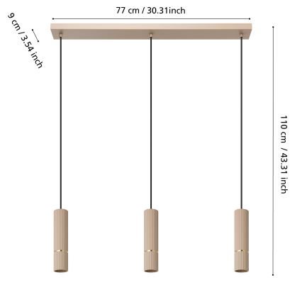 Eglo - LED Hanglamp aan een koord 3xGU10/5W/230V 3000K beige