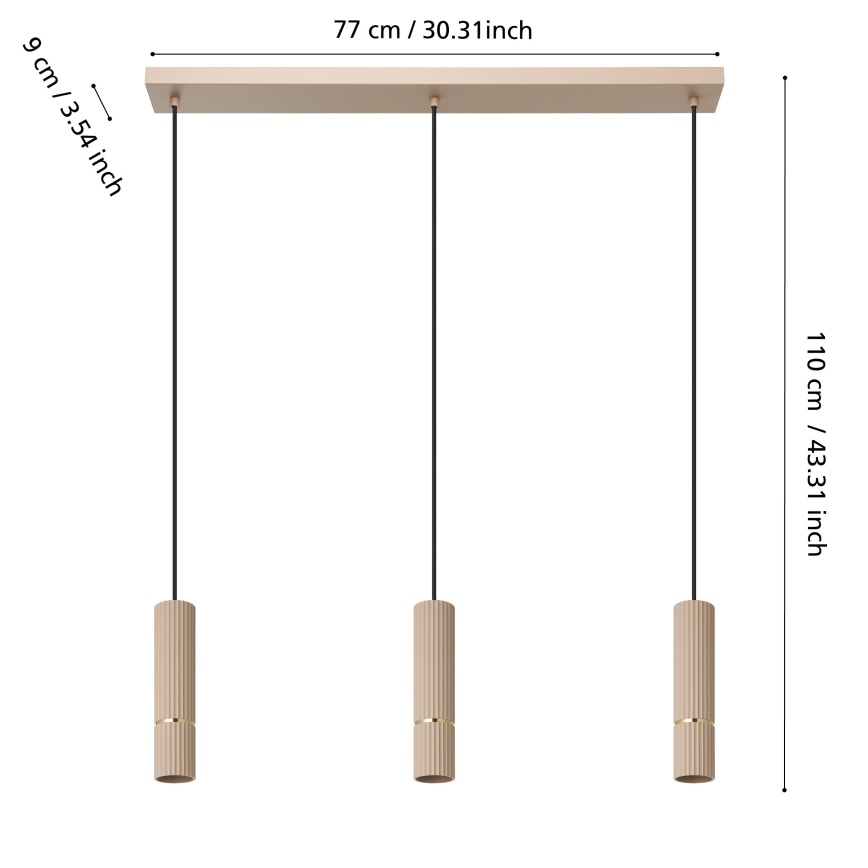 Eglo - LED Hanglamp aan een koord 3xGU10/5W/230V 3000K beige