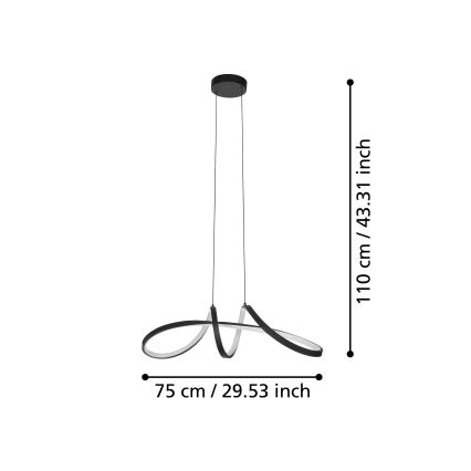 Eglo - LED RGBW Dimbare hanglamp aan een koord LED/22W/230V 2700-6500K zwart