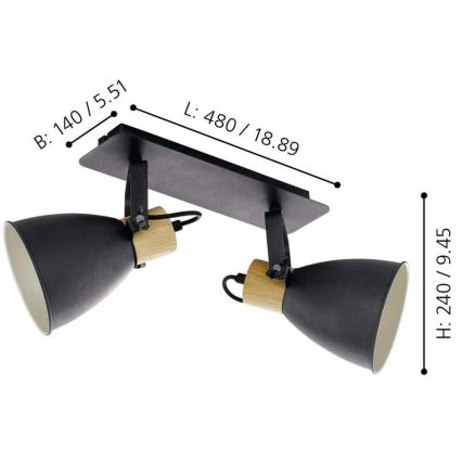 Eglo - Spot 2xE27/40W/230V - FSC gecertificeerd
