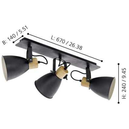 Eglo - Spotlamp 3x E27/40W/230V