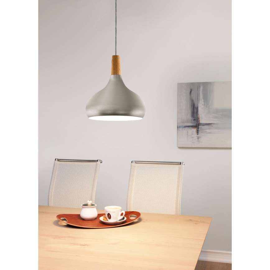 Eglo - Hanglamp aan een koord 1xE27/60W/230V diameter 28 cm zilver