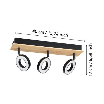 Eglo - LED-spot 3xLED/4,2W/230V zwart/bruin