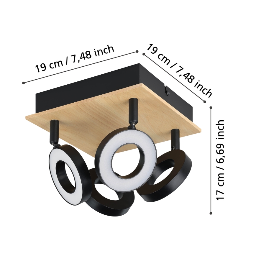 Eglo - LED spot 4xLED/4,2W/230V zwart/bruin