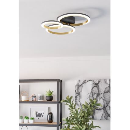 Eglo - Dimbare LED plafondlamp LED/20W/230V 4000K zwart/goud