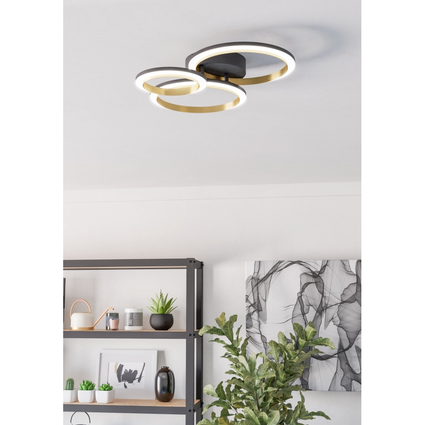 Eglo - Dimbare LED plafondlamp LED/20W/230V 4000K zwart/goud