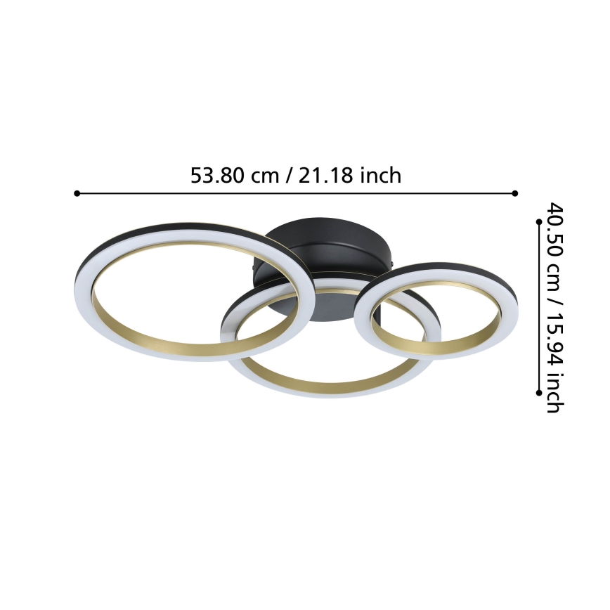 Eglo - Dimbare LED plafondlamp LED/20W/230V 4000K zwart/goud