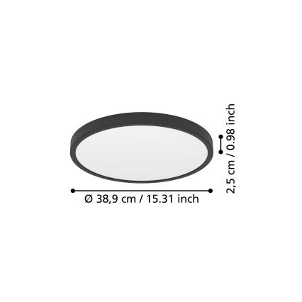 Eglo - LED plafondlamp LED/17W/230V 2700/4000/6500K Ø 38,9 cm zwart